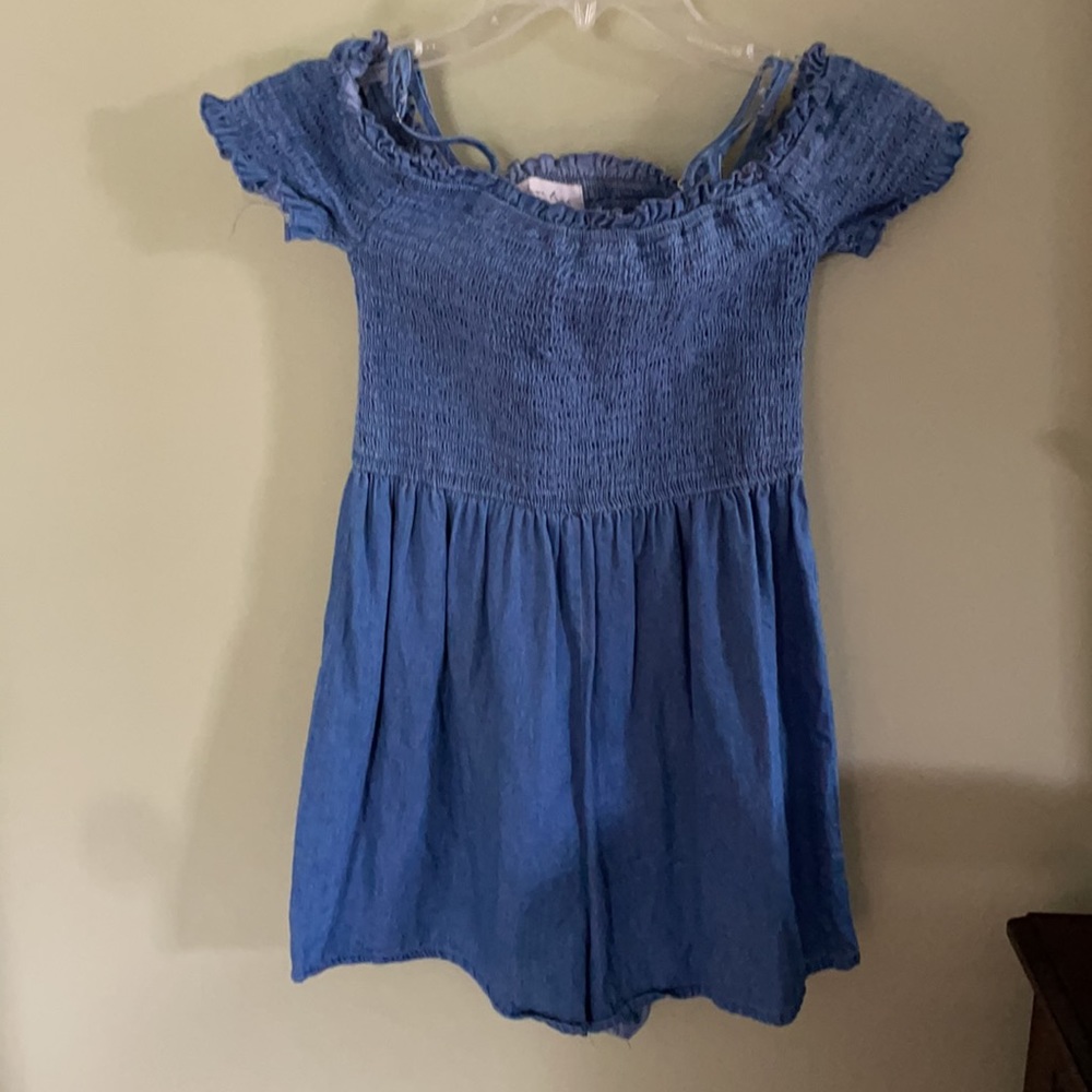 Love Tree Denim 1-Piece Spaghetti Strap Off the Shoulder Romper. Size S.